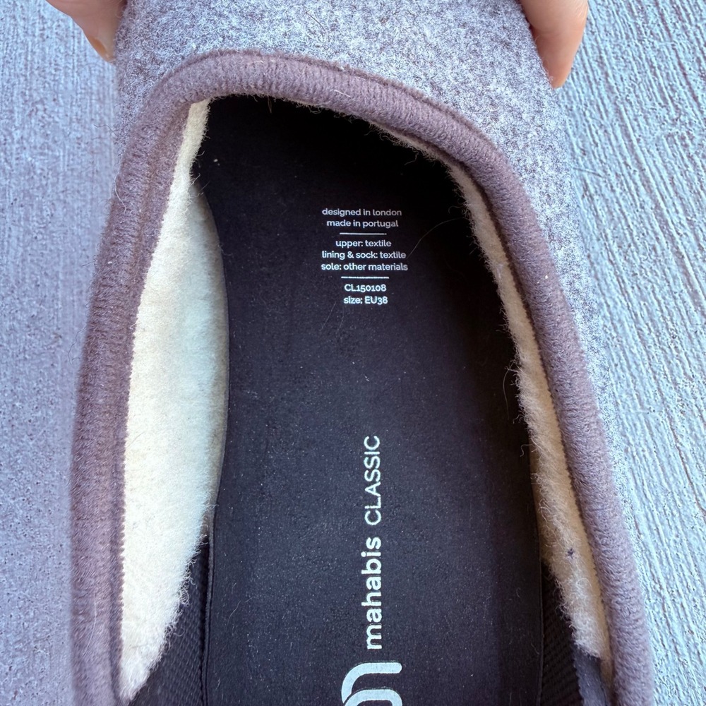 Mahabis Classic Wool Felt Indoor Outdoor Slippers Gray EU38 US 7.5 - Picture 5 of 10